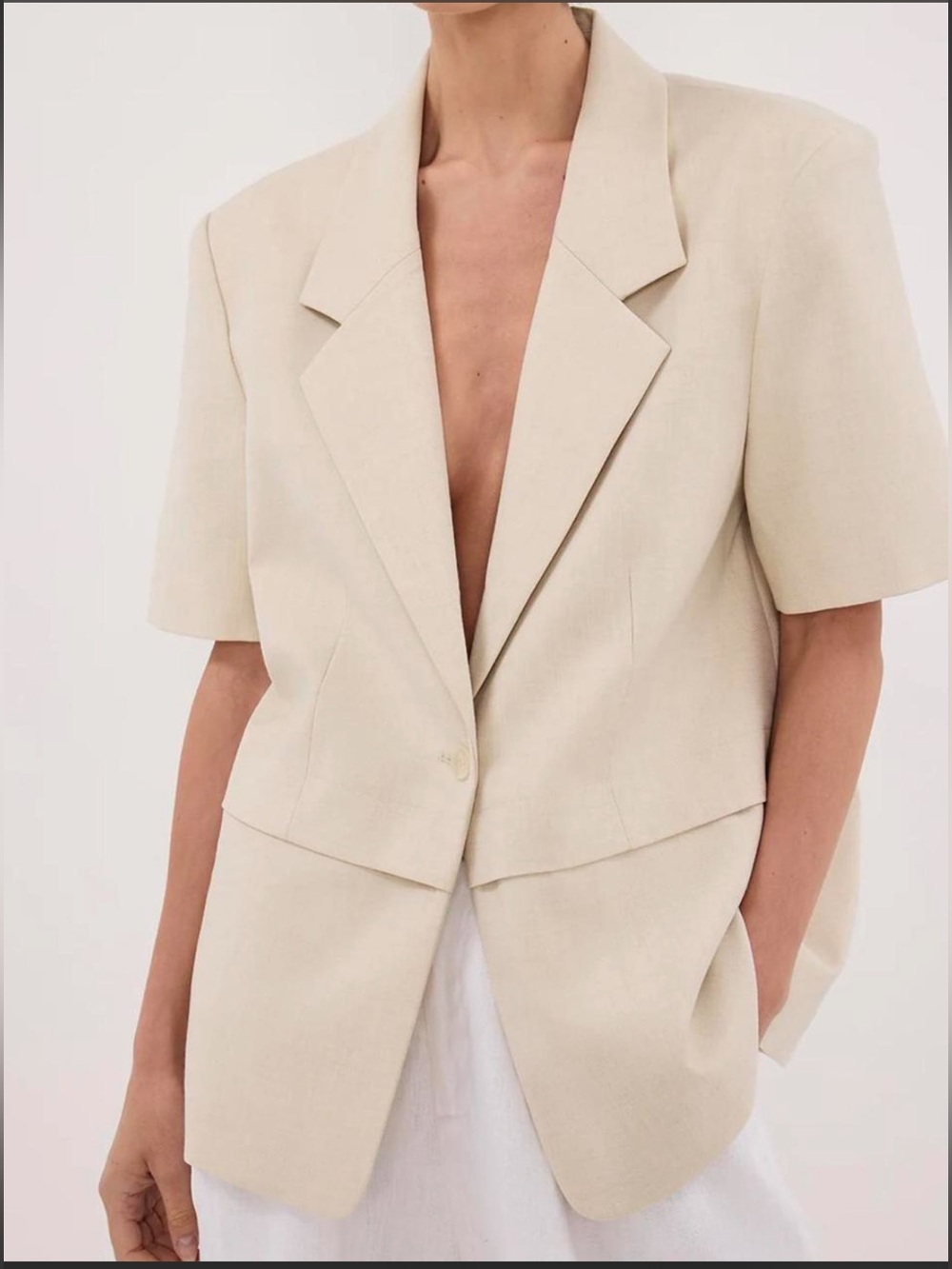DISSH Rita Sand Short Sleeve Oversized Blazer Size US4